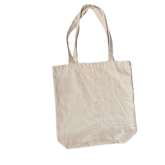 #CrazyThankful Cream Canvas Tote Bag Crazy Thankful Black Logo Medium Shoulder - Picture 2 of 9